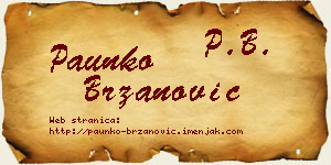 Paunko Brzanović vizit kartica